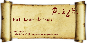Politzer Ákos névjegykártya